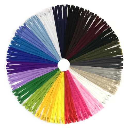 Image of Zippers for Sewing, DOITEM 72pcs 35cm /14 Inch Zipper Multicolor Nylon Coil Zippers for Sewing and Crafts 24 Colors