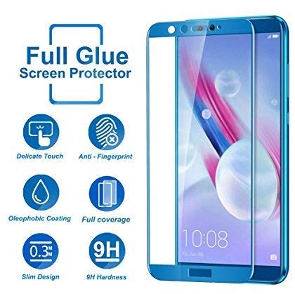 Image of Screen Protector for Huawei Honor Play (Blue) Tempered Glass Edge-to-Edge 6D Screen Guard With Installation Kit