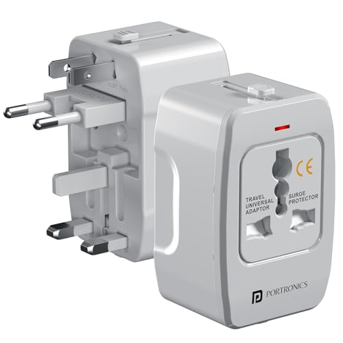 Portronics Juicemate 3 Universal Travel Adapter with 6A AC Socket Output,Universal AC Socket, All in One International Travel Fast Charging Adapter, Suitable for 200+ Countries US,UK,EU,AUS,Etc(White)