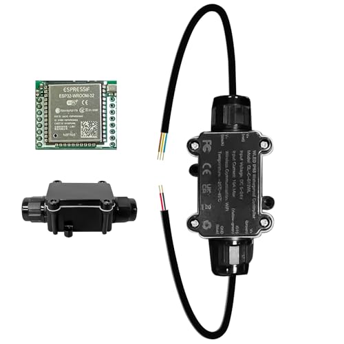 GL-C-012WL Waterproof LED Controller,ESP32 WLED Strip Controllers Via WLED Project for Pool Boat Landscape Outdoor Lights IP65 Ws2811 Digital Addressable Controllers DC5-24V