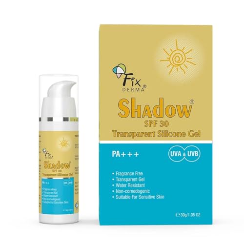 Image of Fixderma Shadow Sunscreen SPF 30 PA+++ Transparent Silicone Gel | For Acne prone and Sensitive Skin | Light Weight, Oil-Free & Water Resistant | Non-Comedogenic Sunscreen | for Women & Men - 30gm
