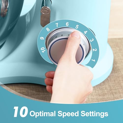 Image of Kitchen in the box 7QT 900W 10-Speed Stand Mixer, Tilt-Head Kitchen Electric Mixer with Dough Hook, Whisk & Flat Beater(Blue)