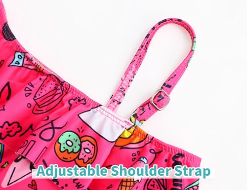 Image of Snowheart Girls Swimsuit Adjustable Shoulder Strap UPF50+ One-Shoulder Ruffle Bathing Suit 3-12T