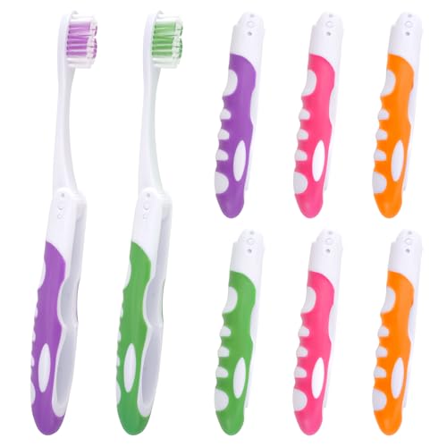 8 Pezzi Spazzolino Pieghevole da Viaggio con Setole Morbide, Spazzolino da Viaggio Kit per Campeggio Escursionismo, Portatili Piccoli, Si Inserisce Facilmente in Una Borsa da Toilette o In Uno Zaino