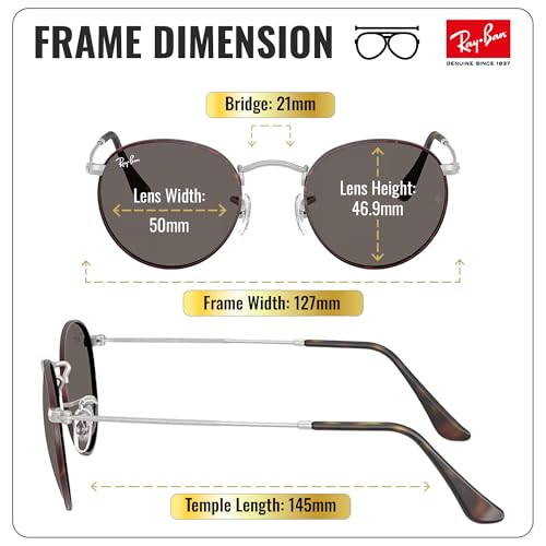 Image of Ray-Ban RB3447 ROUND METAL Round Shaped Sunglasses for Men with Official RAYBAN Eyewear Kit