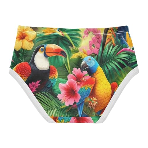 Cotton Girls Underwear Toddler Vibrant Tropical Birds Parrot Leaves Little Girl Panties Fun Underpants Briefs 2t2