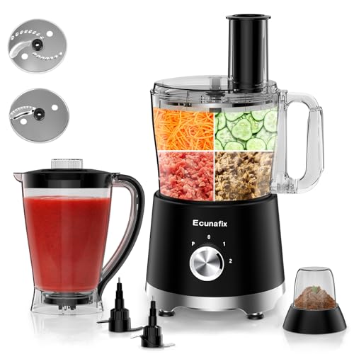 Food Processor & Hachoir Électrique 1500W 2,5L Mixeurs, Batteurs et Robots Multifonctions avec 2L Blender, 200Ml Grinder pour Presse-Agrumes, Crémation de Glace, Broyage, Hacher, Trancher, Trancher