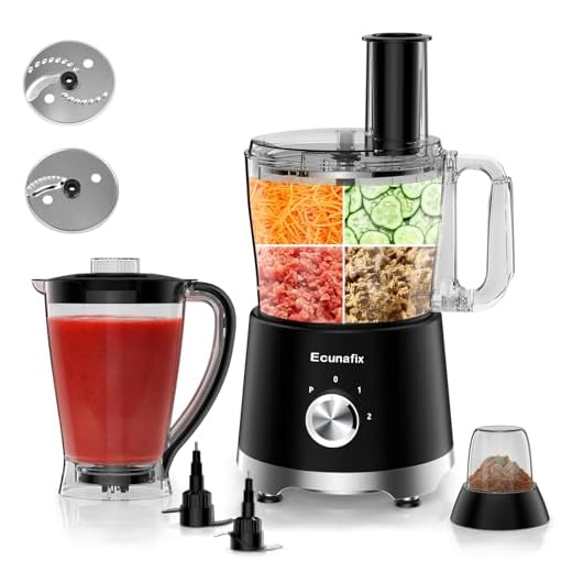 Procesador de Alimentos & Picadora Electrica 1500W 2,5L Robot de Cocina Multifunción con Licuadora de 2L y Molinillo de 200ML para Exprimidor de Cítricos, Helados, Moler, Picar y Rebanar