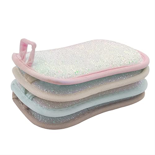 Image of Kitchen Scrub Sponges, Heavy Duty Cleaning Non-Scratch Scrub Sponge, Reusable Microfiber Sponge for Household Cleaning, Random Colors (More)