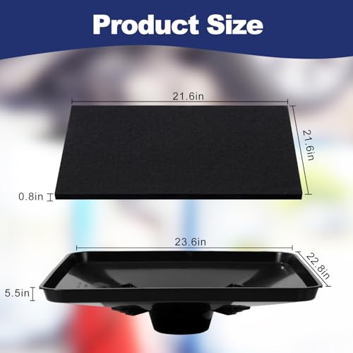 Image of Oil Drain Drip Pan for Under Car with 22 inch Square No Splatter Pad Oil Drip Tray Transmission Garage Automotive Driveway