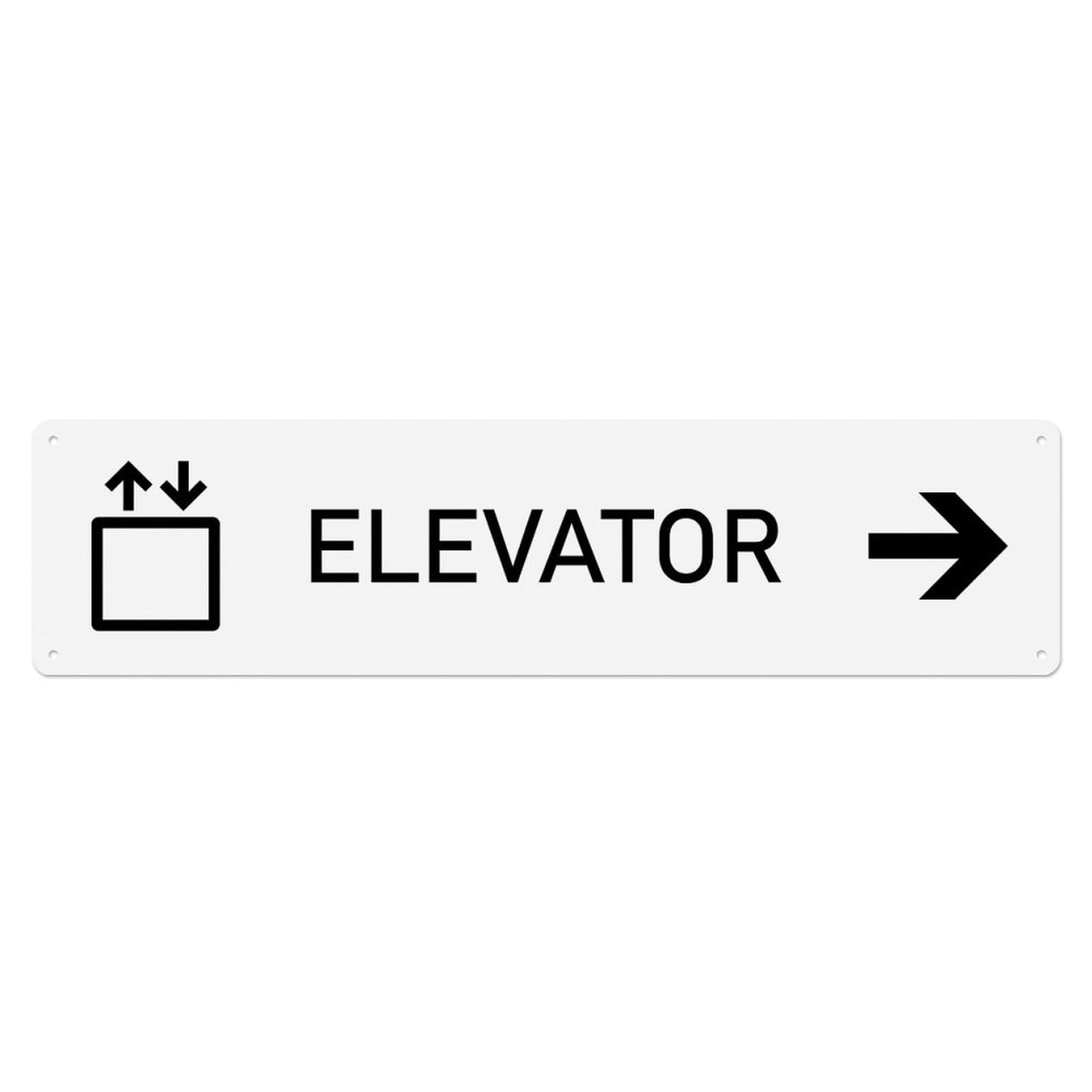 Okahys 4X16inch(10X40cm) Elevator Sign Design White Black Metal Tin Sign
