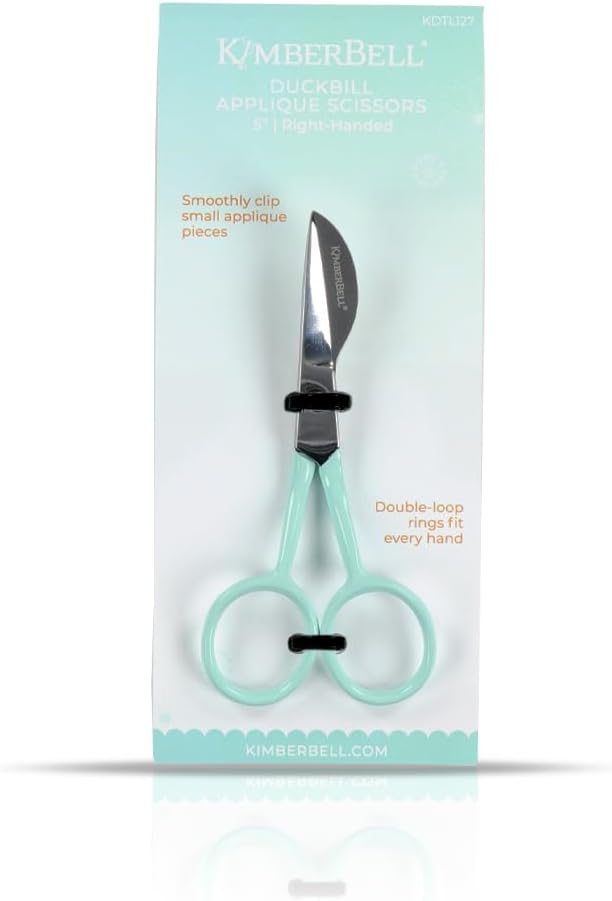 Kimberbell Duckbill Applique Scissors – Precision Fabric Trimming with Extra-Sharp Blades – Double-Loop Handle for Comfort – Ideal for Machine Embroidery, Vinyl, and Glitter Applique