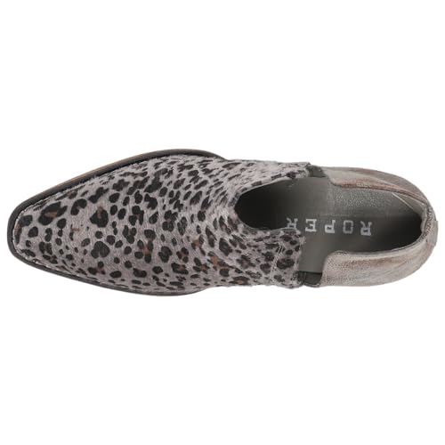 ROPER Womens Ava Leopard Snip Toe Casual Boots Ankle Low Heel 1-2" - Grey4