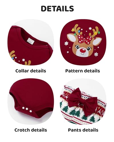 Image of DISAUR Baby Girls Clothes Newborn Infant Baby Girls Outfit Long Sleeve Ruffle Romper Floral Pants Headband Sets 0-18 Months