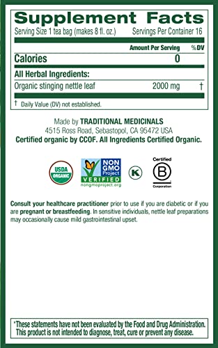 Traditional Medicinals Organic Nettle Leaf Herbal Tea, Supports Joint Health & Overall Wellness, (Pack Of 3) - 48 Tea Bags Total #TOP4