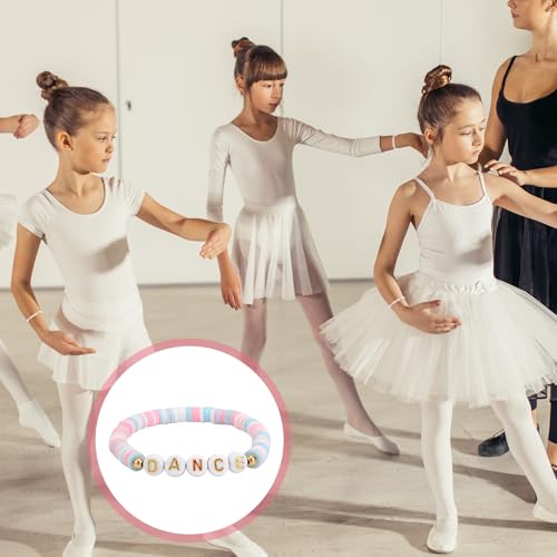 24pcs Polymer Clay Dance Bracelets, Elastic Dance Beaded Bead Bracelets Ideal Women Dancer Ballerina Jewelry Gifts and Birthday Recital Party Favors Dancing Friendship Competition Prizes4