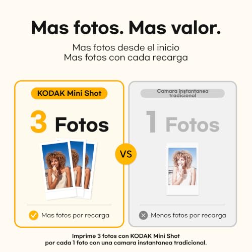 Miniatura 3 de KODAK Mini Shot 2 Retro Cámara Instantánea 5×7,6cm, 38 Hojas, Blanca