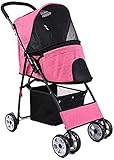 Pet Stroller Stroller for Dogs Pet Travel Stroller Dog Puppy Pram Jogger with 4 Wheels Trolley Carrier with Car Safety Belt Buckle Dog Stroller (Rose Pink)