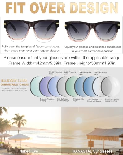 Image of KANASTAL Over Glasses Sunglasses Square Fit Over Polarized Sunglasses UV400