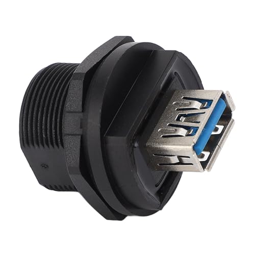 Oumefar USB 3.0 Dual Female Connector, Double Head Threaded Rear Panel Socket Industrial Double Head Coupler Adapter for Communicating Devices Plastic Housing