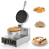 Dyna-Living Waffle Maker Commercial Waffle Iron Machine, 1200W Non-stick Round Commercial Waffle Maker for Restaurant, Food-grade Stainless Steel...