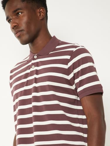 Image of Max Men's Half Sleeves Regular Fit Striped Polo T-Shirt