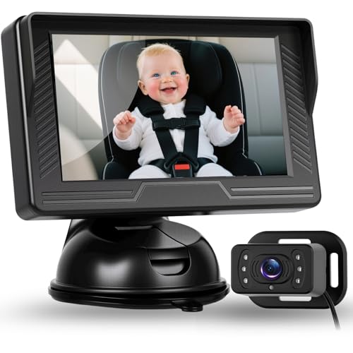 Image of Rear Seat Baby Car Camera for Backseat HD-Rear-Facing Car Baby Monitor with Night Vision, Adjustable View Angle, Easy Setup,360°Rotatable car Camera, Safety for Kids with 4.3 inch IPS car Baby Monitor
