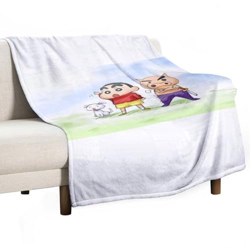 Booaee ブランケット クレヨンしんちゃん フランネル 暖かい マイクロファイバー ファッション 毛玉防止 膝パッド 柄物 ふわふわ 柔らかい 軽くて通気性 肌に優しい 秋冬用
