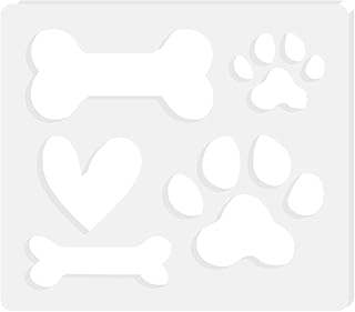 5 in1 Dog Bone/Paw Print Templates, Router Templates for Woodworking, 6.69x5.9 Inch Acrylic Router Inlay Templates, Clear Router Decorative Template Jig Woodworking Tool