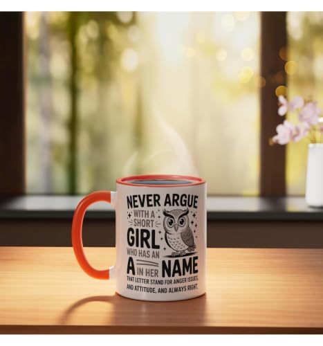 Taza cerámica naranja y blanca 11 oz con frase divertida miniatura 3