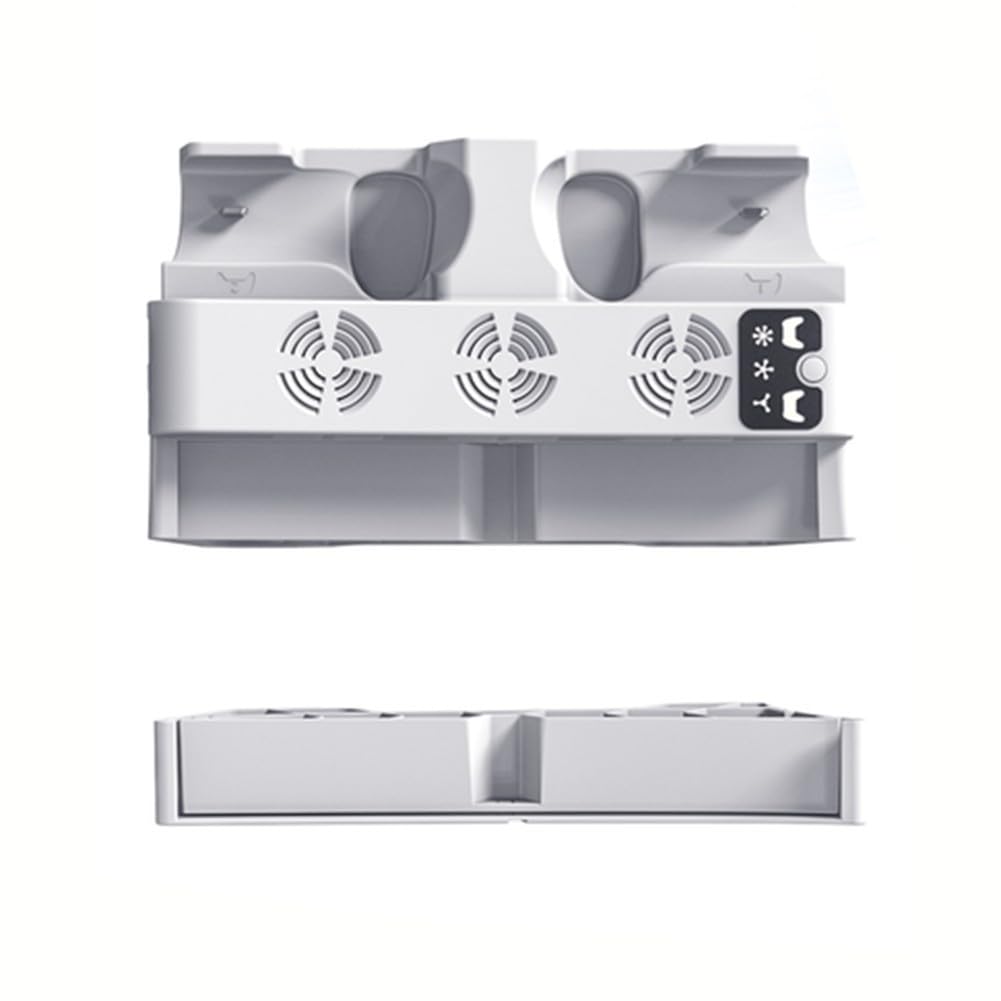 Stazione di ricarica per controller PS5 con ventola di raffreddamento per PS5 Pro/PS5 Slim, dock di ricarica rapida con protezione da surriscaldamento, base bianca salvaspazio
