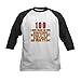 CafePress 100 Birthday Designs Kids Baseball Jersey Kids Cotton Baseball Jersey, 3/4 Raglan Sleeve Shirt Black/White