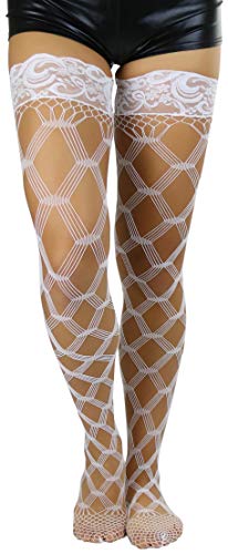 Image of ToBeInStyle Women's Multi-Strand Large Diamond Fence Net Thigh High Stockings