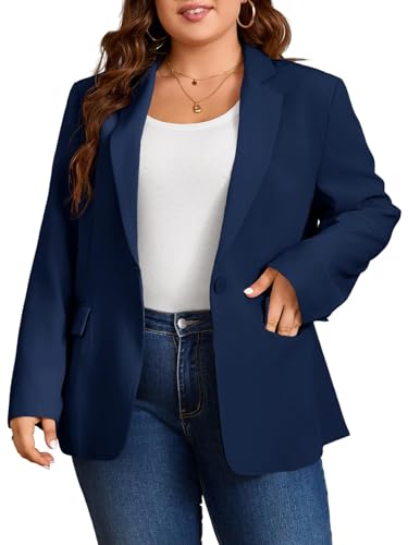 Cicy Bell Womens Plus Size Casual Blazers Open Front Long