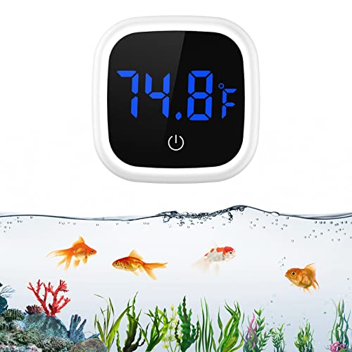Jxtz Aquarium Thermometer, Digital Led Fish Tank Thermometer With Touch Buttons, High Accuracy Stick-On Thermometer, Energy-Saving, Range Of 32℉-140°F, For Fish, Axolotl, Turtle, Aquatic, Planted #TOP21