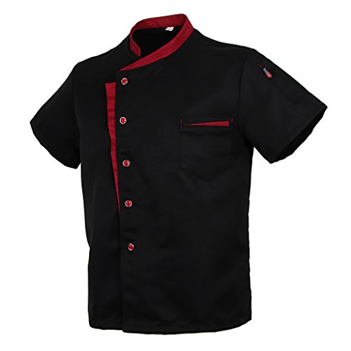 Baoblaze Cuoco Camicia Manica Corta Da Cucina per Uomo Donna - Nero, M