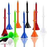LOVMEAD Golf Tees 83mm Langlebigem Kunststoff 50 Stück, Golftees Kunststoff Lang Orange Weiß Blau Schwarz Grün, Professional Unzerbrechliche Golf Tees Plastik (Gemischte Farbe, 83mm-50 Stück)