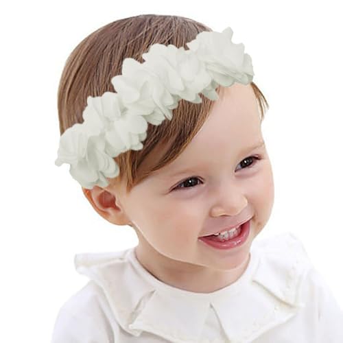 Lace Floral Headbands for 4-24 Months Baby Girls Elastic Wide Hair Band Toddler Newborn Infants Birthday Party Shower Hair Accessories (White flower, Free)2