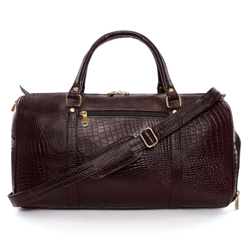 Image of RICHSIGN Leather Accessories 24 litres Duffle Bags for Men Travel (Weight-1 KG /1000 GR)(Dimension = H- 12 x L- 20 x W- 8 Inch) (U Brown-CRO)