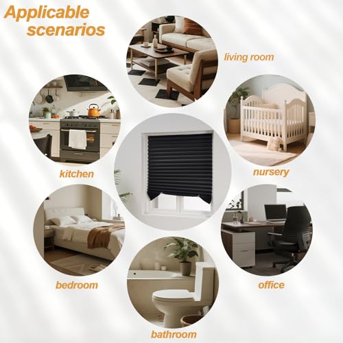 Sneulletoys 4pack No Drill Temporary Blinds Stick on,Easy Fit Self Adhesive Blinds,Non-Woven Fabric Crop According to Size,Curtains for Bedroom Kitchen Bathroom Windows (Black, 90w X 180h cm) - Cosy Home Interiors Sneulletoys 4pack No Drill Temporary Blinds Stick on,Easy Fit Self Adhesive Blinds,Non-Woven Fabric Crop According to Size,Curtains for Bedroom Kitchen Bathroom Windows (Black, 90w X 180h cm) - Image 7