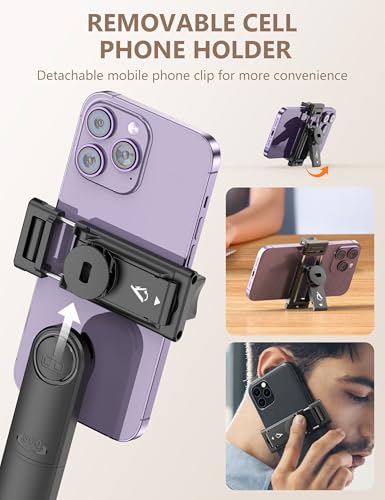 182CM Handy Stativ & Selfie Stick, Integriertes Ausziehbares Quad Stativ für Smartphone, Stabilität auf vier Achsen, Tragbarer Reisestativ-Ständer mit Fernbedienung für iPhone/Samsung/Android/Kamera 6