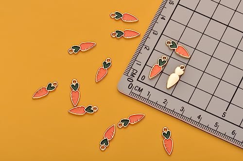 Image of Pack of 80 Carrot Enamel Charms Gold Plated Colored Pendants Hawaii Style Accessories for Necklace Bracelet Jewelry Making DIY Crafting