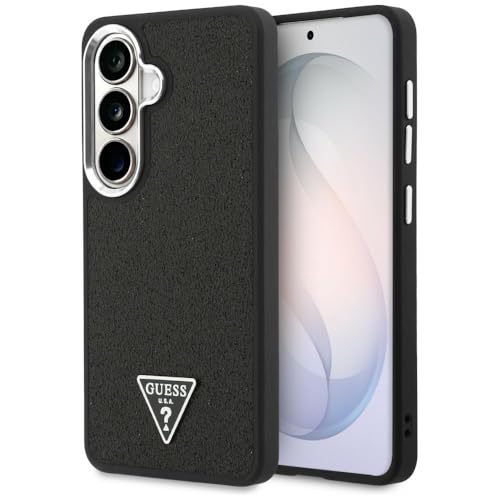 CG MOBILE Guess Coque de protection Ă paillettes avec logo triangle compatible avec MagSafe pour Samsung Galaxy S26 Plus (noir)