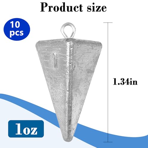 Zsrivk Fishing Weights Pyramid Sinkers Kit Bullet Fishing Weights Sinkers For Ocean Saltwater Surf Fishing Gear Tackle 1Oz 2Oz 3Oz 4Oz  thumb #2