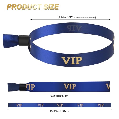 Wristrenyi Foil Stamping VIP Cloth Wristbands for Events-100 Pack Blue Fabric Bracelets Wrist Bands for Parties (Blue)