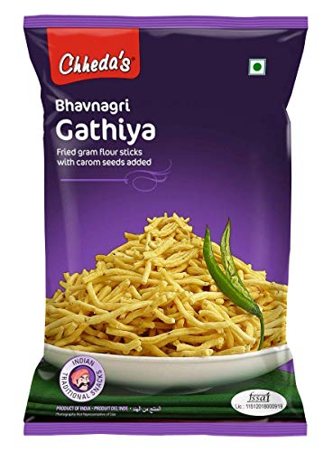 Image of Chheda's Bhavnagri Gathiya - Fried Gram Flour Sticks, Carom Seeds (170g pack of 5)