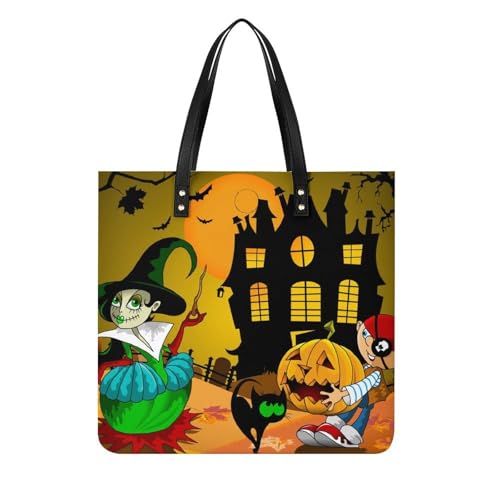 Sac à main Halloween femmes grand sac à bandoulière en tissu imprimé idéal voyage et tote bag