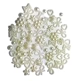 ALL in ONE 15gram Assorted Cream Hearts, Stars, Flowers, Bows, Pearls Flat Back Cabochon (Pearl-15 G