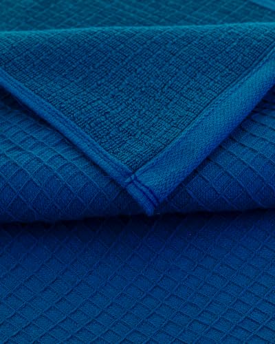 Image of Casa Copenhagen, Egyptian Cotton - Waffle Terry Towel 4 Piece 100% Cotton Large Bath Towel Set - Electric Blue