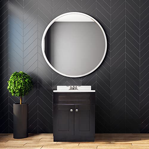 Design House 584961 Bath Shaker 2-Door Bathroom Vanity With Cultured Marble Solid White Camilla Top, 4-Inch Centerset, Espresso, 2 Piece #TOP1